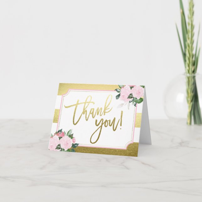 Floral Gold Faux Foil | Thank You (Front)