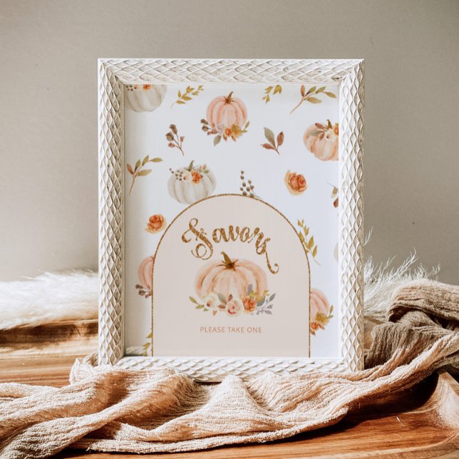 Floral gold foil pastel little pumpkin Favors Poster (Creator Uploaded)