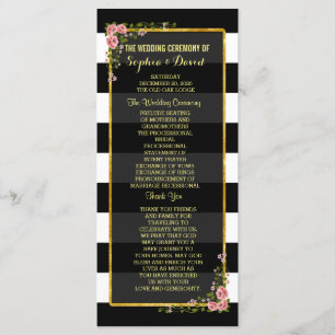 Floral Gold Foil Stripe Wedding Ceremony Program