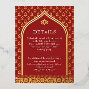 Floral Gold Foil Wedding Detail Information Cards