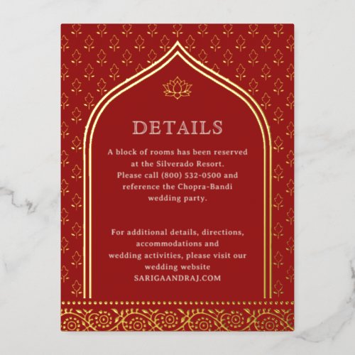 Floral Gold Foil Wedding Detail Information Cards