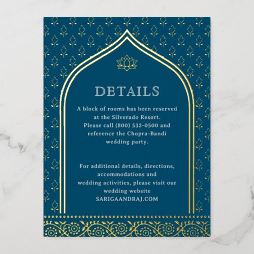 Floral Gold Foil Wedding Detail Information Cards