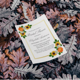 Floral Gold Frame Bridal Shower Foil Invitation