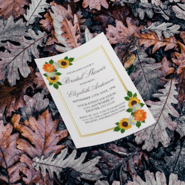 Floral Gold Frame Bridal Shower Foil Invitation (Creator Uploaded)