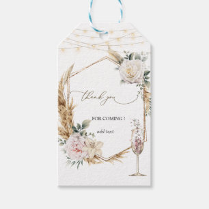 Floral Gold Frame Champagne Glass Wedding Gift Tags