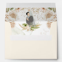 Floral Gold Frame GREEN & BEIGE Islamic Wedding 