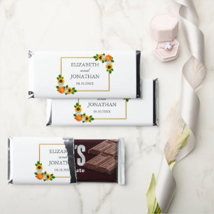 Floral Gold Frame Wedding Hershey Bar Favors