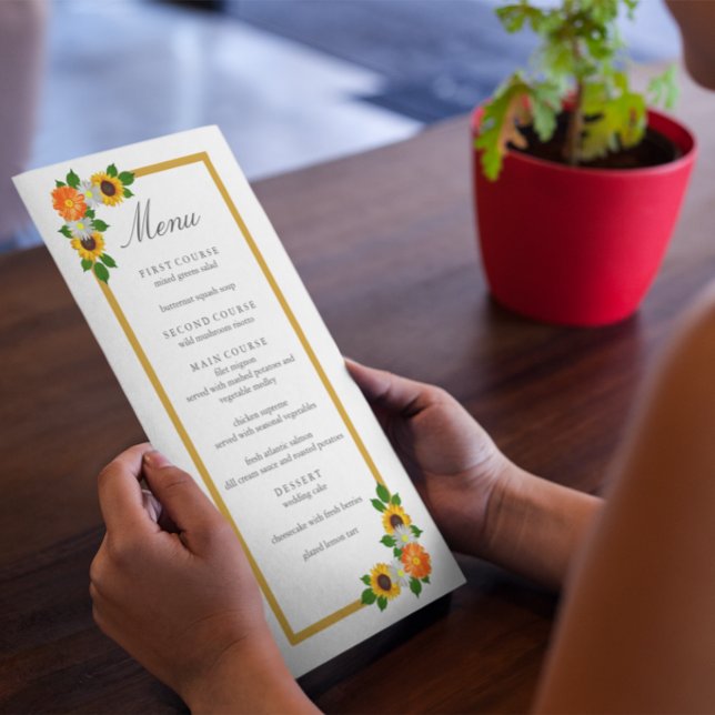 Floral Gold Frame Wedding Menu (Creator Uploaded)
