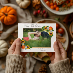 Floral Gold Frame Wedding Save The Date