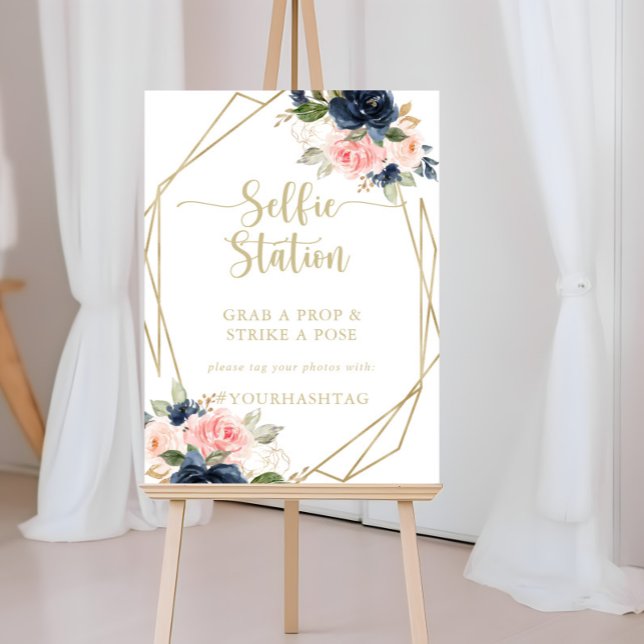Floral Gold Geometric Selfie Station Sign (Creator Uploaded)