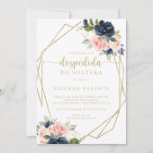 Floral Gold Geometric Spanish Bridal Shower  Invitation (Front)