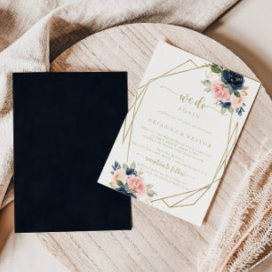 Floral Gold Geometric We Do Again Vow Renewal Invitation