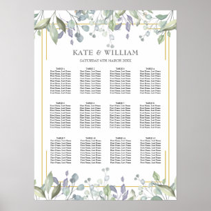Floral Gold Geometric Wedding Seating Chart