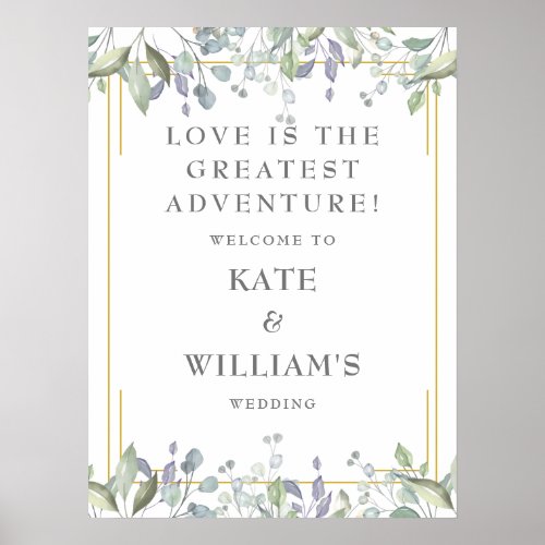Floral Gold Geometric Wedding Welcome Sign