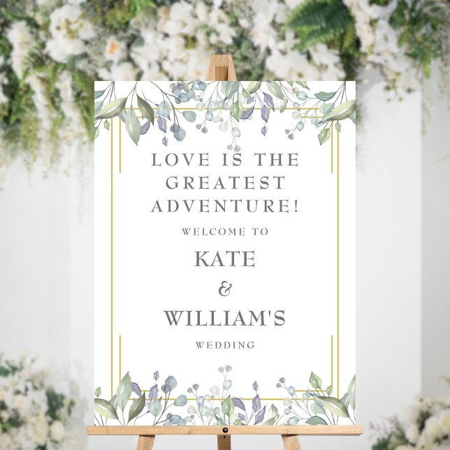 Floral Gold Geometric Wedding Welcome Sign (Floral Gold Geometric Wedding Welcome Sign)