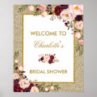 Floral Gold Glitter Bridal Shower Welcome Sign