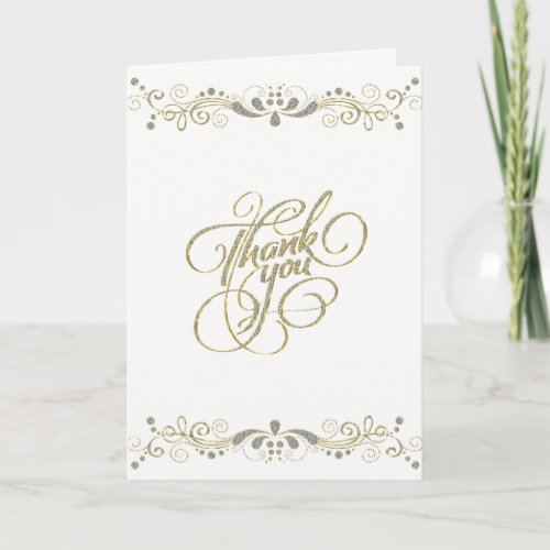 Floral Gold Lace Thank You Typography