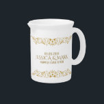 Floral Gold Lace Wedding template Drink Pitcher<br><div class="desc">Elegant gold glitter texture print floral lace,  customizable template. Suggested gold font color. If you need any help customizing any of my designs,  contact ArtOnWear designer. Free text formatting with live help available by request.</div>
