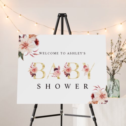 Floral Gold Letter Elegant Baby Shower Foam Board