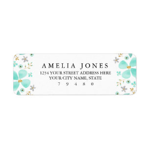 Floral Gold Mint Leaf Return Address Label