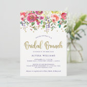 Floral Gold | Modern Watercolor Bridal Brunch Invitation (Standing Front)