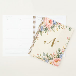 Floral Gold Monogram Planner