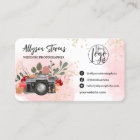 Floral gold pink Photography  photo logo qr code