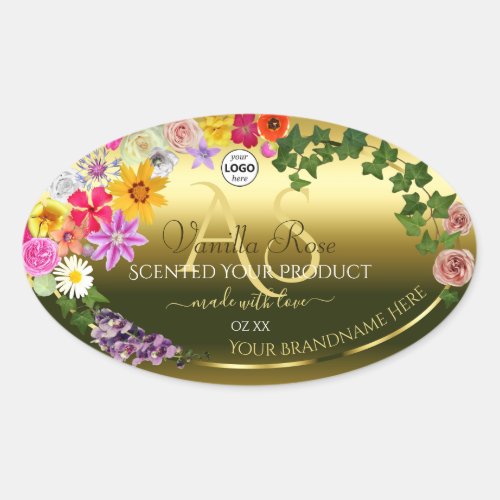 Floral Gold Product Packaging Labels Monogram Logo