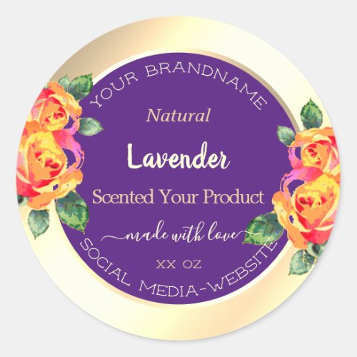 Floral Gold Purple Colors Product Packaging Labels