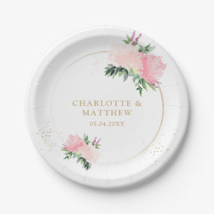 Floral Gold Romantic Wedding  Paper Plates