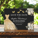 Floral Gold Save the Date Birthday Quinceanera<br><div class="desc">Announce your special day with the Floral Gold Save the Date Quinceañera card. This elegant design features luxurious gold floral accents that exude sophistication and charm. Perfect for setting the tone for your upcoming quinceañera, this save the date combines a touch of regal beauty with timeless elegance. The delicate gold...</div>