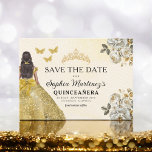 Floral Gold Save the Date Birthday Quinceanera<br><div class="desc">Announce your special day with the Floral Gold Save the Date Quinceañera card. This elegant design features luxurious gold floral accents that exude sophistication and charm. Perfect for setting the tone for your upcoming quinceañera, this save the date combines a touch of regal beauty with timeless elegance. The delicate gold...</div>