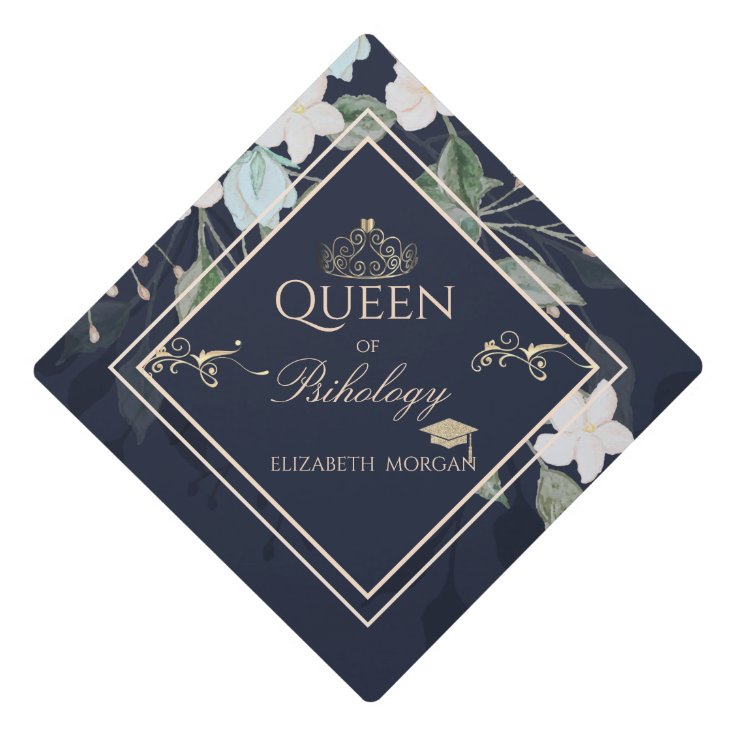 Floral Gold Tiara Glitter Graduation Cap Zazzle