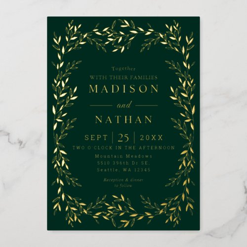 Floral Gold Victorian Wedding Foil Invitation