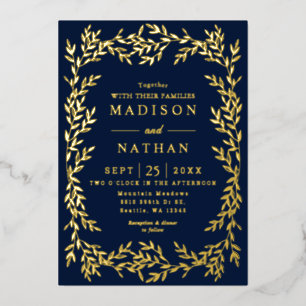 Floral Gold Victorian Wedding Foil Invitation