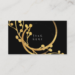 Floral Golden Foil Glass Black Glam Vip Business Card
