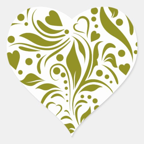 Floral Golden Heart Valentines Sticker