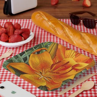 FLORAL/ GOLDEN ORANGE DAYLILY PAPER PLATES
