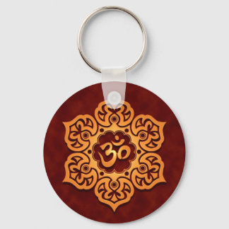Floral Golden Red Aum Design Keychain