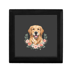 Floral Golden Retriever Dog Portrait Sublimation Gift Box
