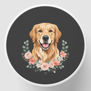 Floral Golden Retriever Dog Portrait Sublimation Mini Candle Favors