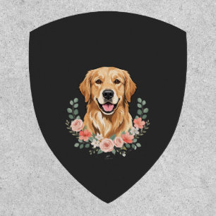 Floral Golden Retriever Dog Portrait Sublimation Patch