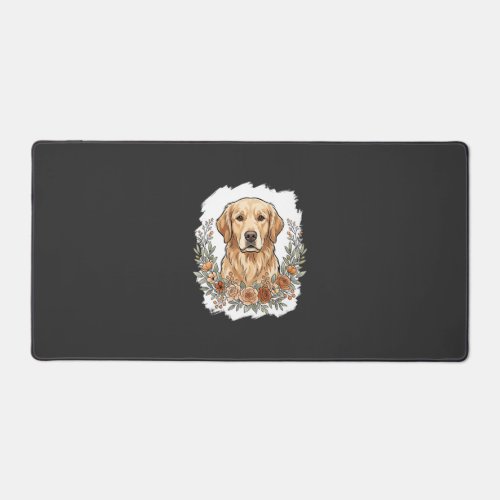 Floral Golden Retriever Sublimation Desk Mat