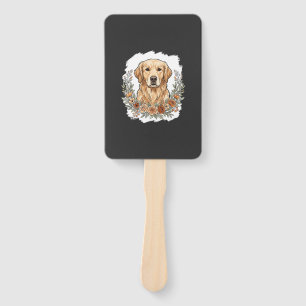Floral Golden Retriever Sublimation Hand Fan