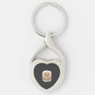 Floral Golden Retriever Sublimation Keychain