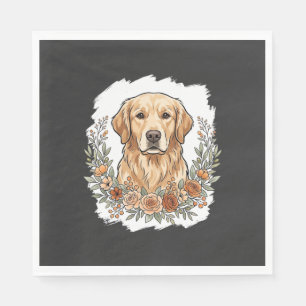 Floral Golden Retriever Sublimation Napkins