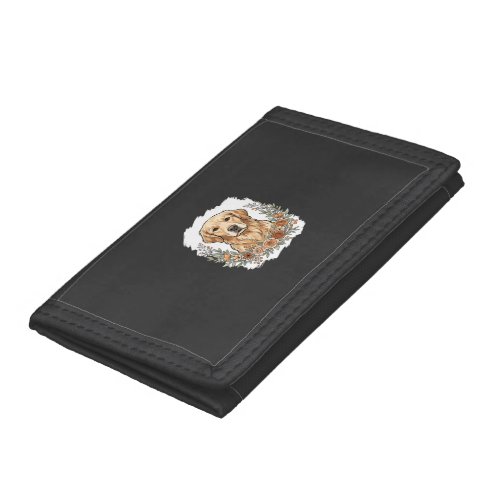 Floral Golden Retriever Sublimation Trifold Wallet