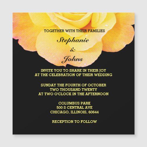 Floral Golden Yellow Orange Black Custom Wedding