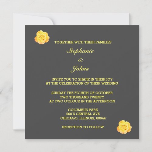 Floral Golden Yellow Orange Grey Classy Wedding