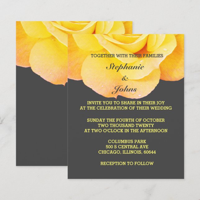 Floral Golden Yellow Orange Grey Gray Cool Wedding (Front/Back)